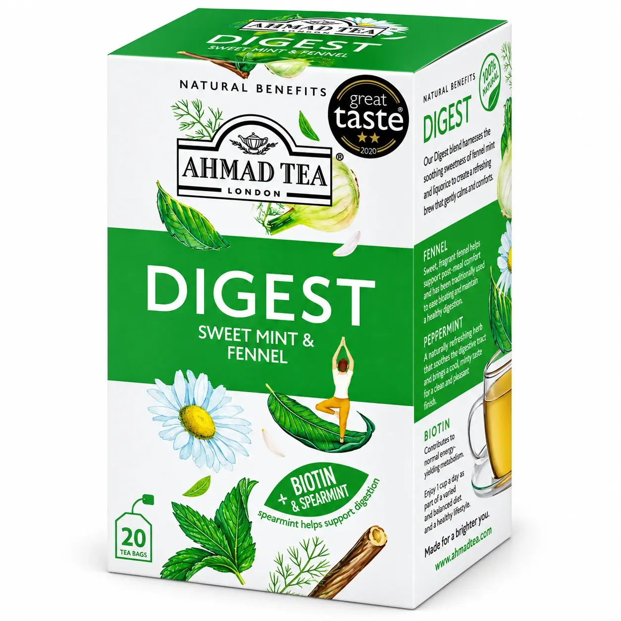 Ahmad Digest Sweet Mint and Fennel + Biotin and Spearmint Envelope 20’s Tea Bag